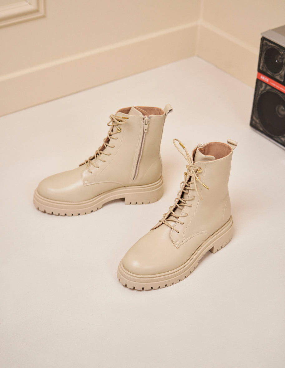 Boots femme cuir beige on sale