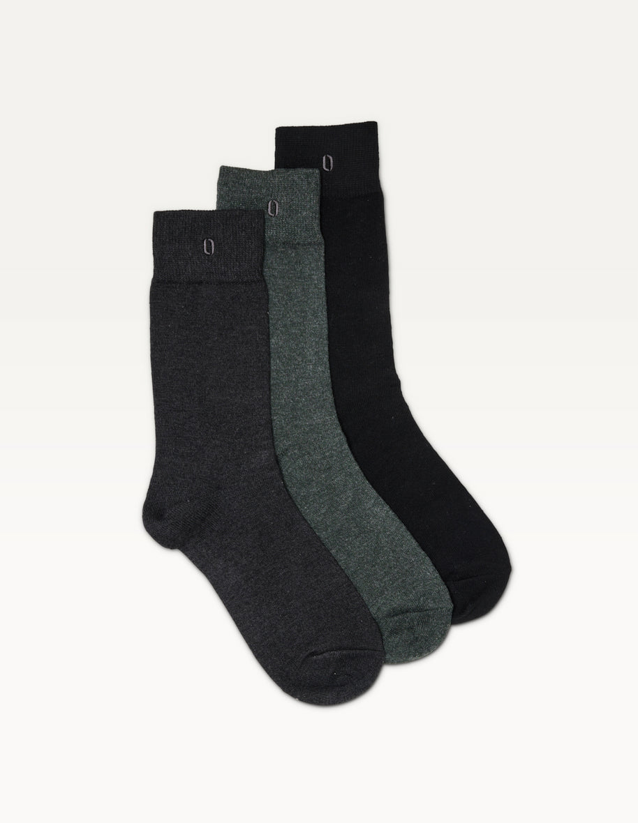 Pack of 3 Socks - Heathered Black, Gray, and Green