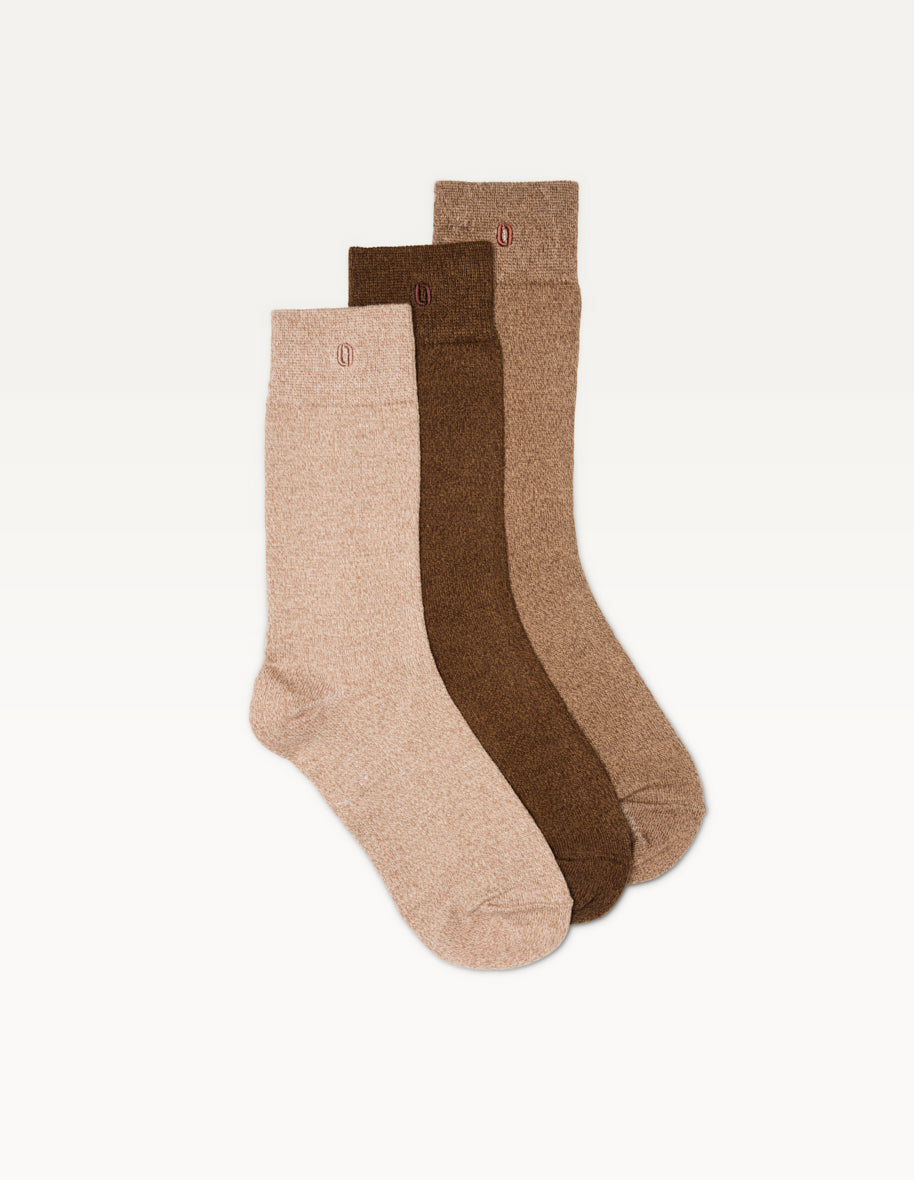 Pack of 3 Socks - Heathered Brown