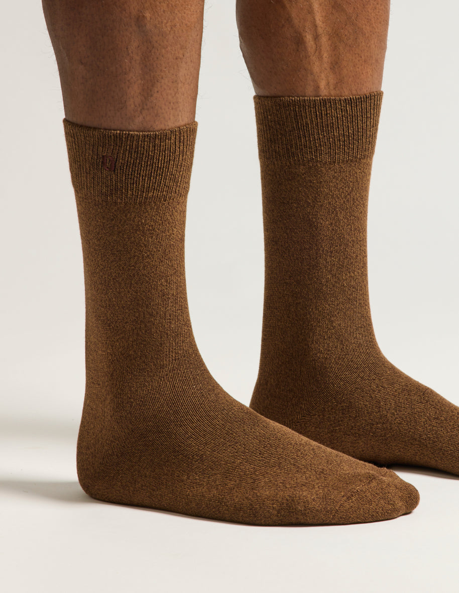 Pack of 3 Socks - Heathered Brown