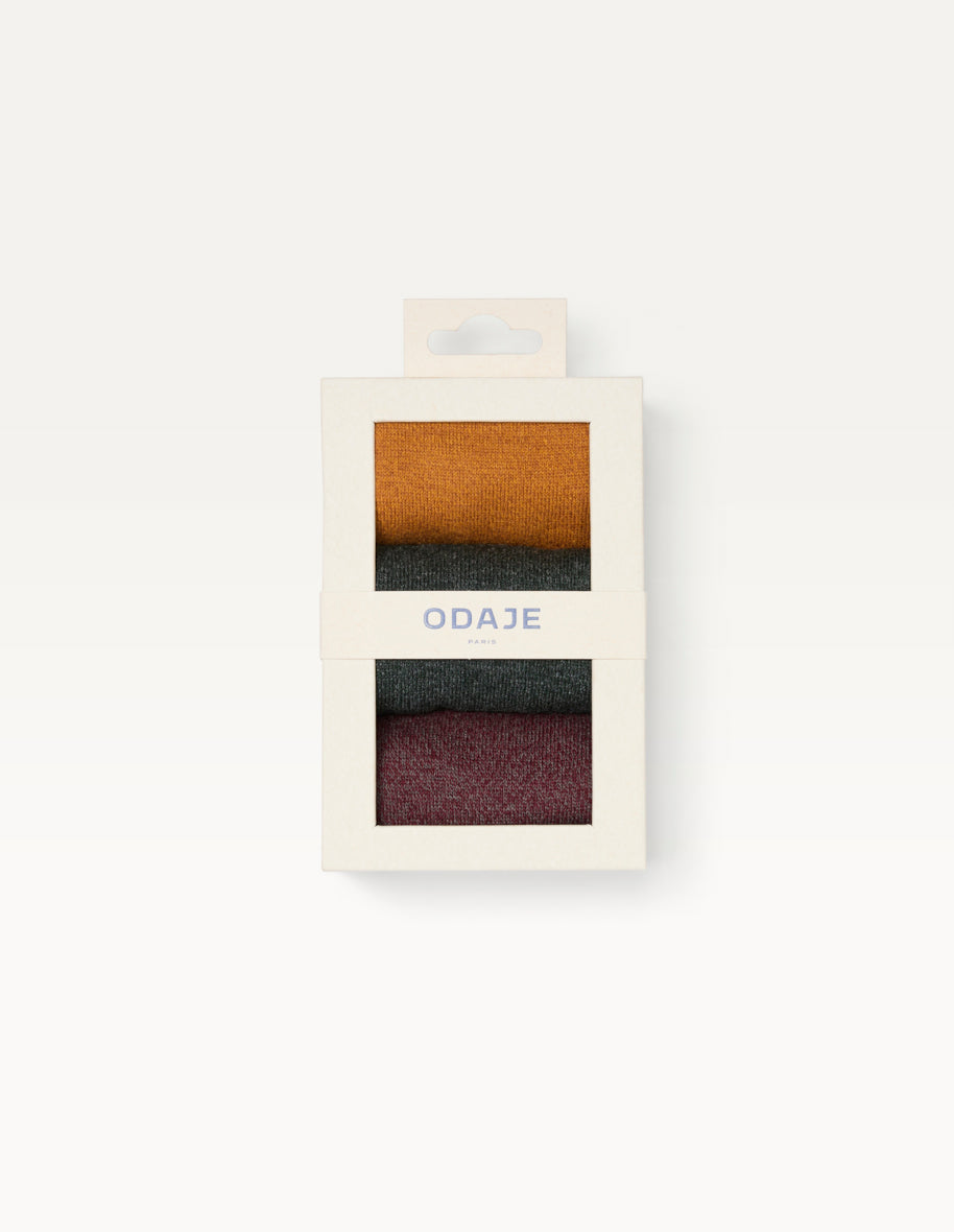 Pack of 3 Socks - Burgundy, Green, and Mustard Heathered