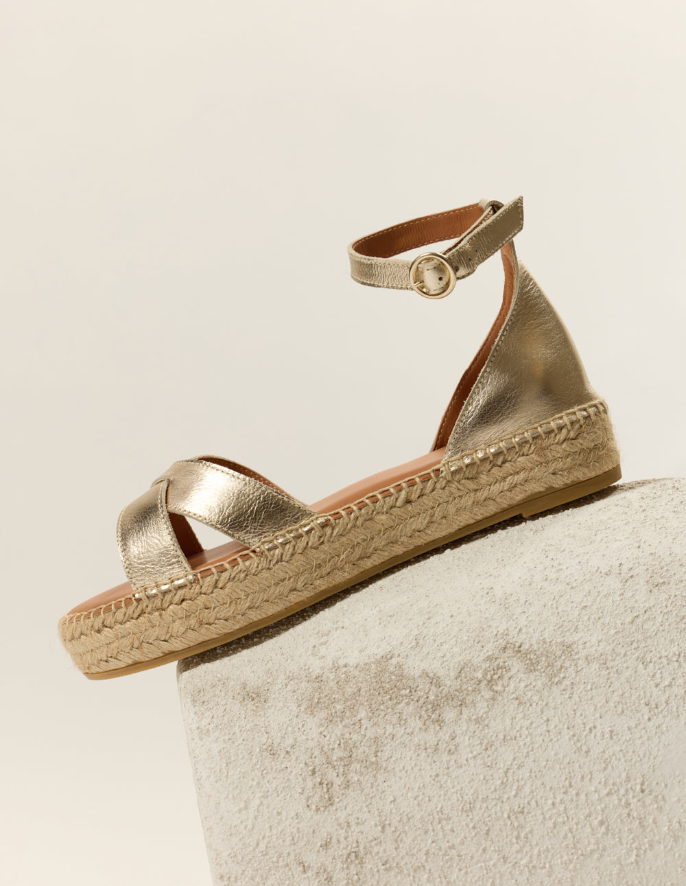 Espadrilles Catherine - Cuir grainé champagne