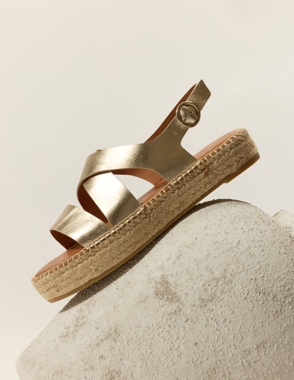 Espadrilles Chantal - Golden grained leather