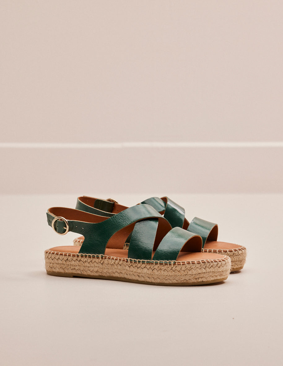 Espadrilles Chantal - Cuir plissé sapin