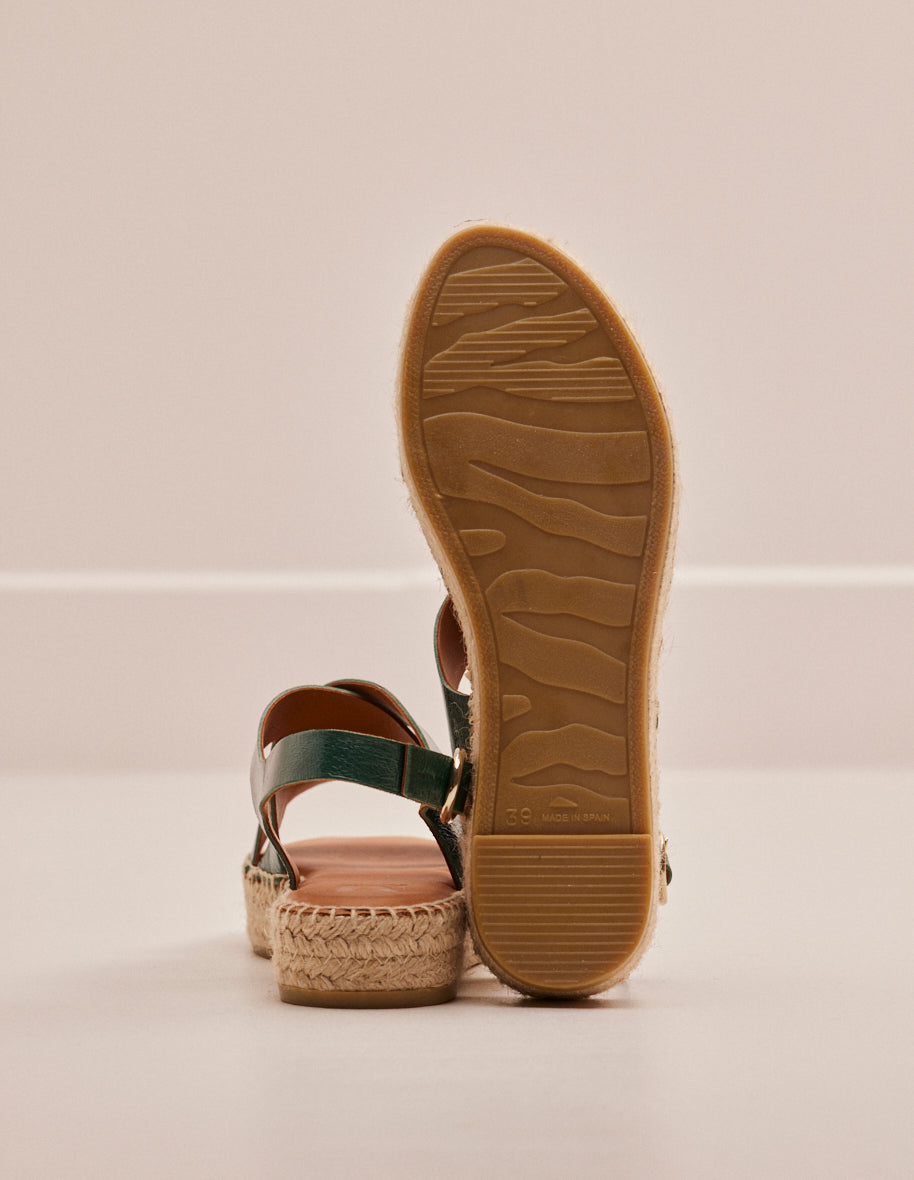 Espadrilles Chantal - Cuir plissé sapin