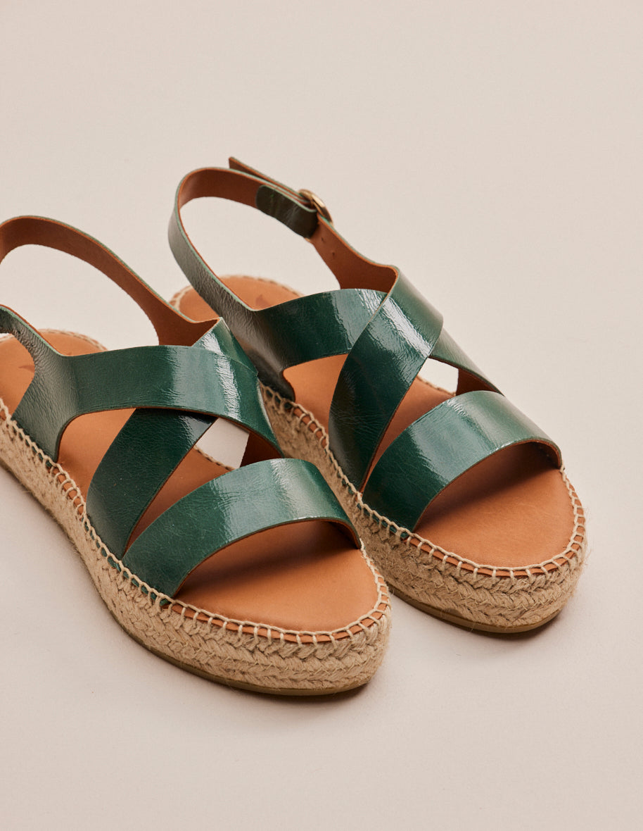 Espadrilles Chantal - Cuir plissé sapin