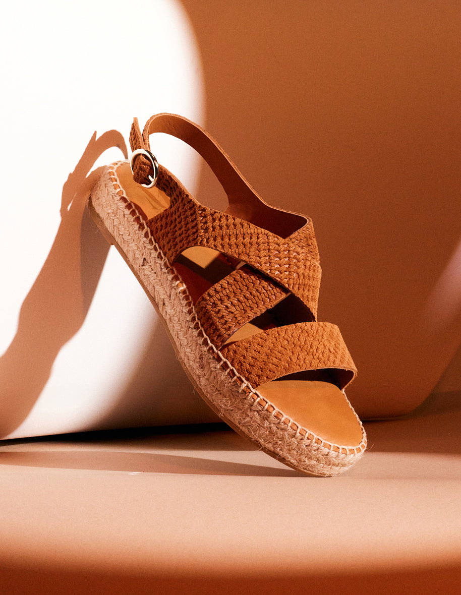 Espadrilles Chantal - Embossed braided amber suede