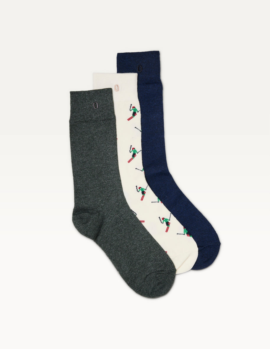 Pack of 3 Socks - Skier Navy Green