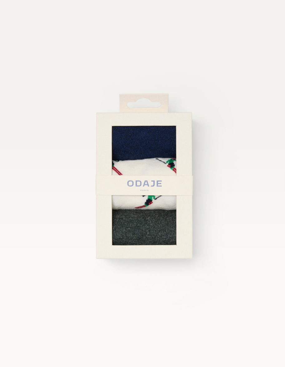 Pack of 3 Socks - Skier Navy Green