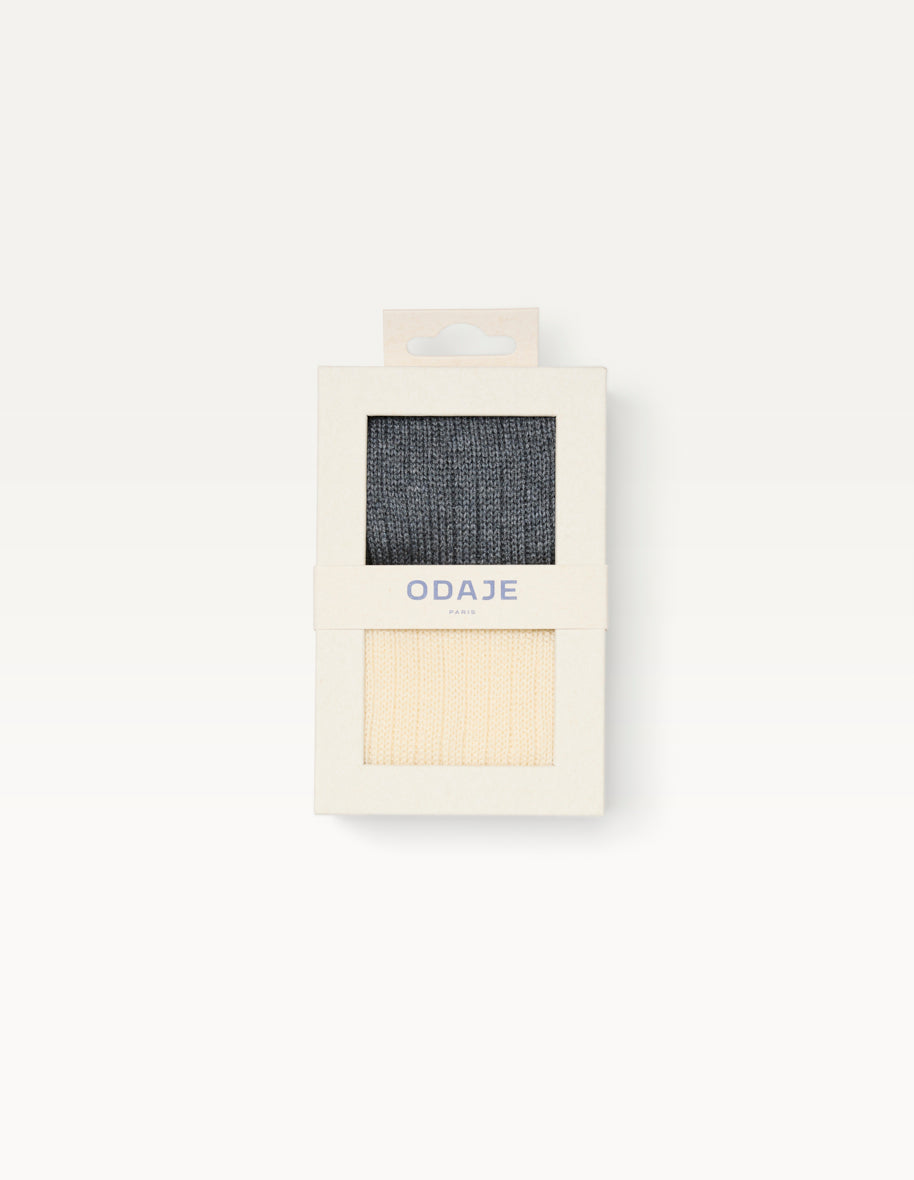 Pack of 2 Socks - Thick Ecru and Gray Socks