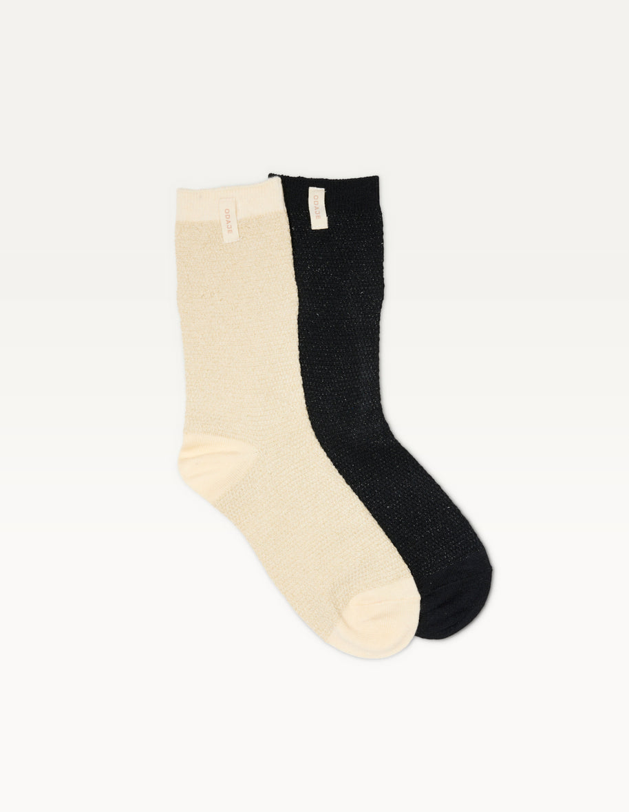 Pack of 2 Socks - Thick Socks with Gold and Black Glitter