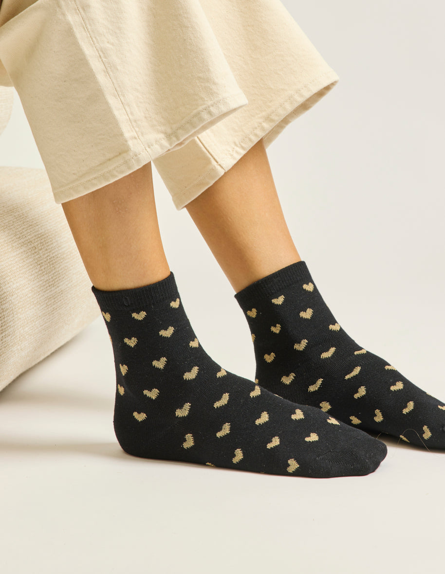 3-Pack Socks - Black Gold Little Heart Fantasy