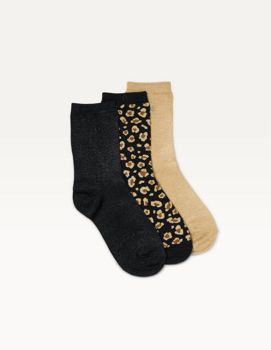 3-Pack Socks - Sparkle Fantasy and Black Gold Leopard