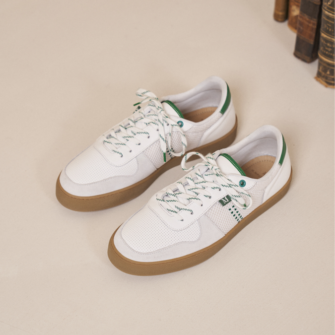 Low-top trainers Arthur - White green mesh and suede