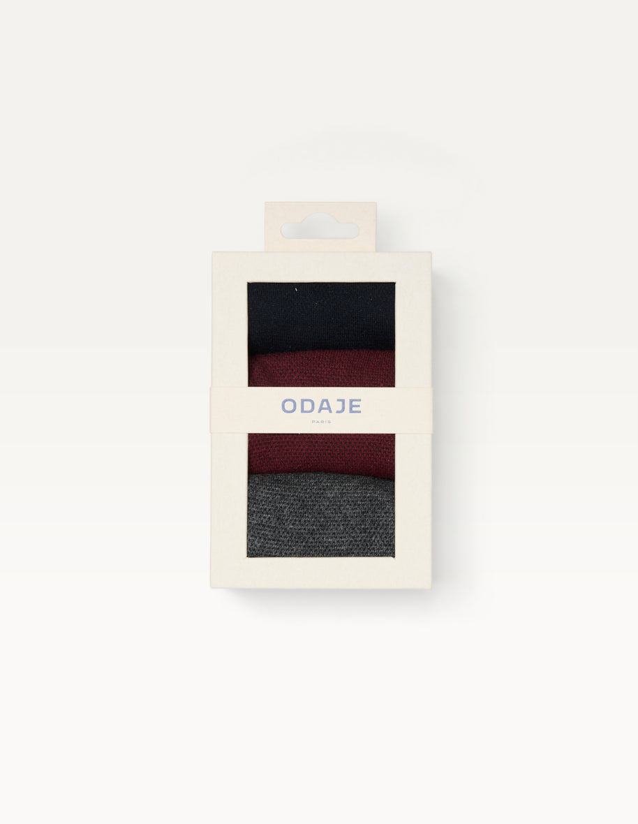 Pack of 3 Socks - New Ribbed Navy, Burgundy, and Gray