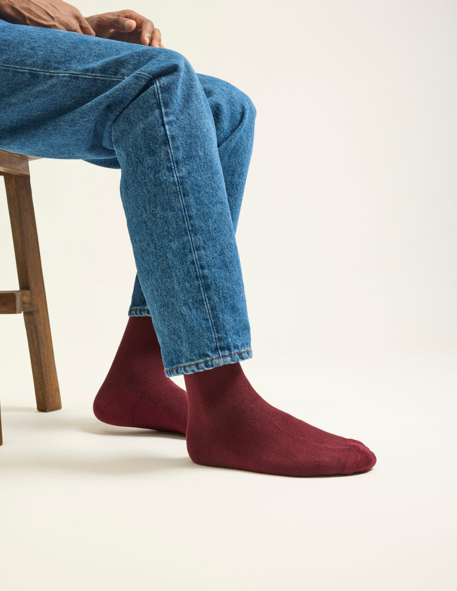 Pack of 3 Socks - New Ribbed Navy, Burgundy, and Gray