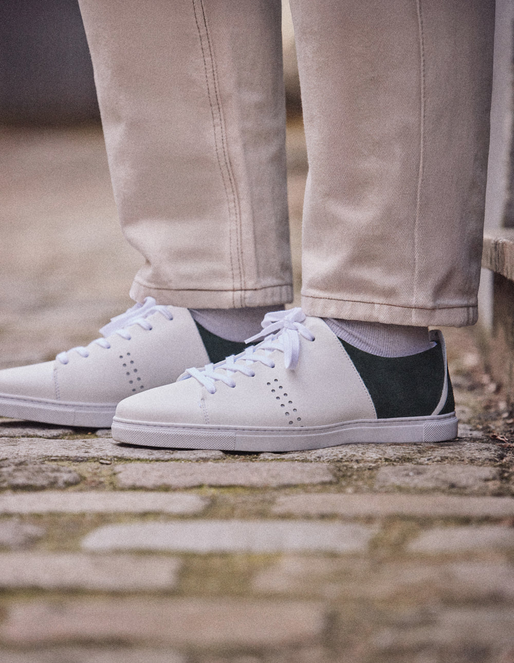 Low-top trainers René - White and green