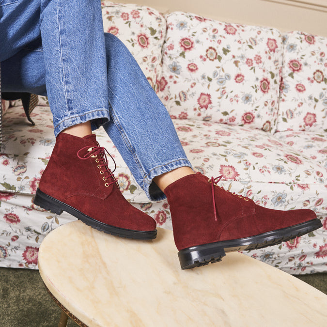 Ankle boots Laurène - Brick red suede