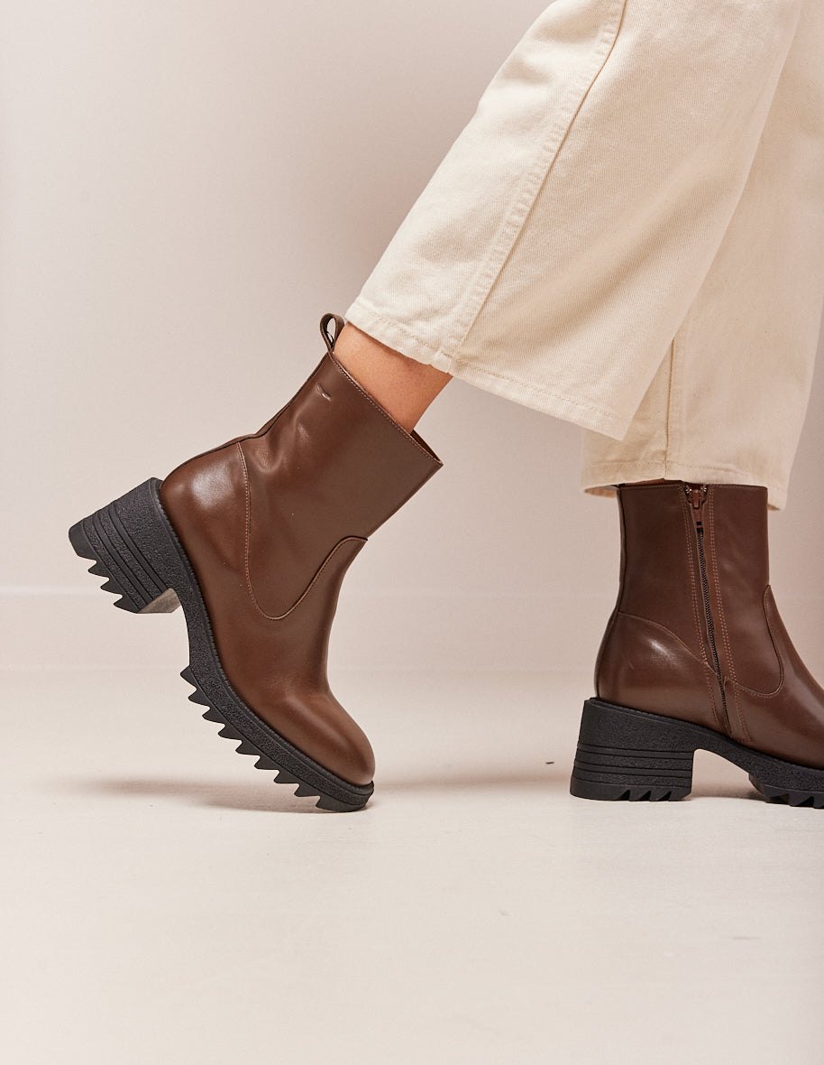 Bottines en cuir marron hotsell