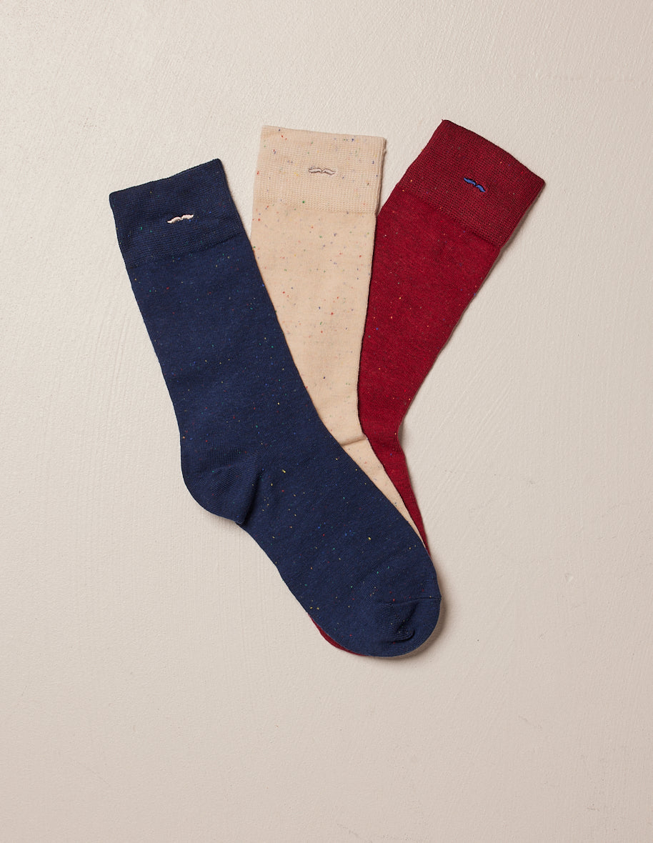 Pack de 3 Chaussettes - Moucheté Bleu Blanc Rouge