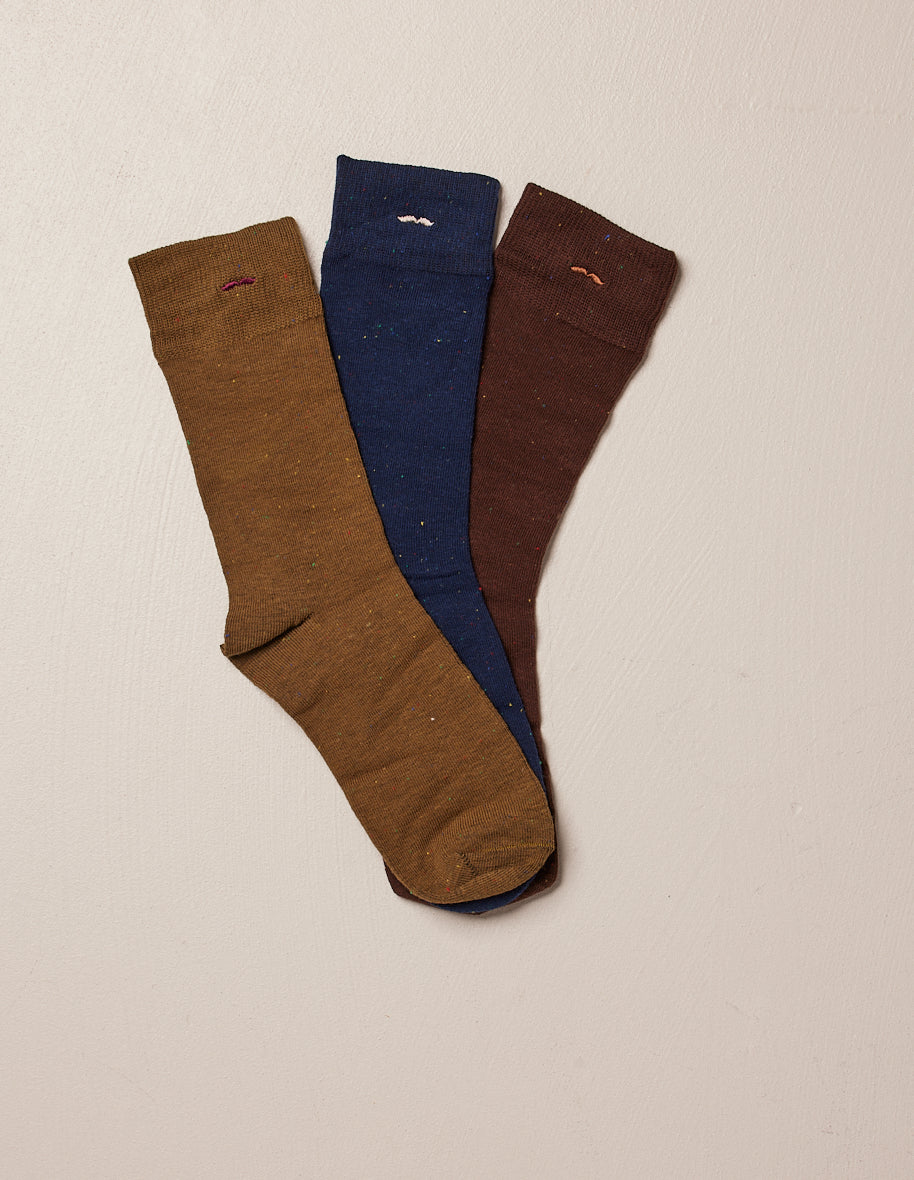 Pack de 3 Chaussettes - Moucheté Marron Bleu Kaki