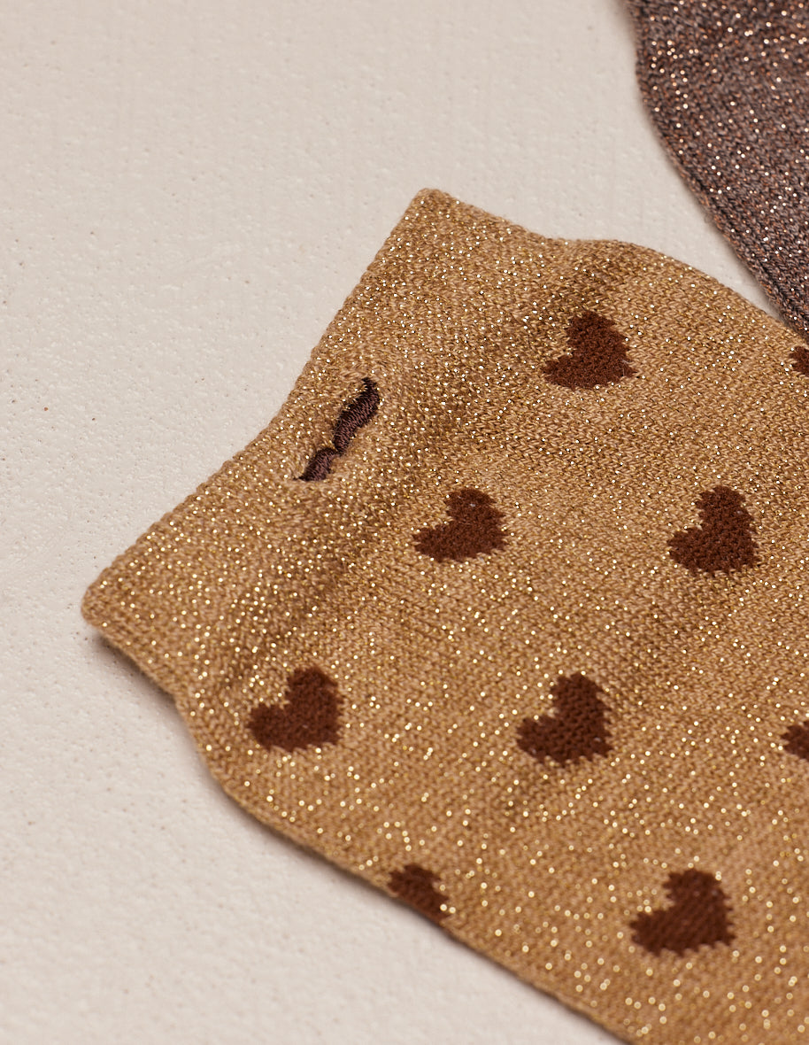 Pack of 3 socks - Small gilded brown heart