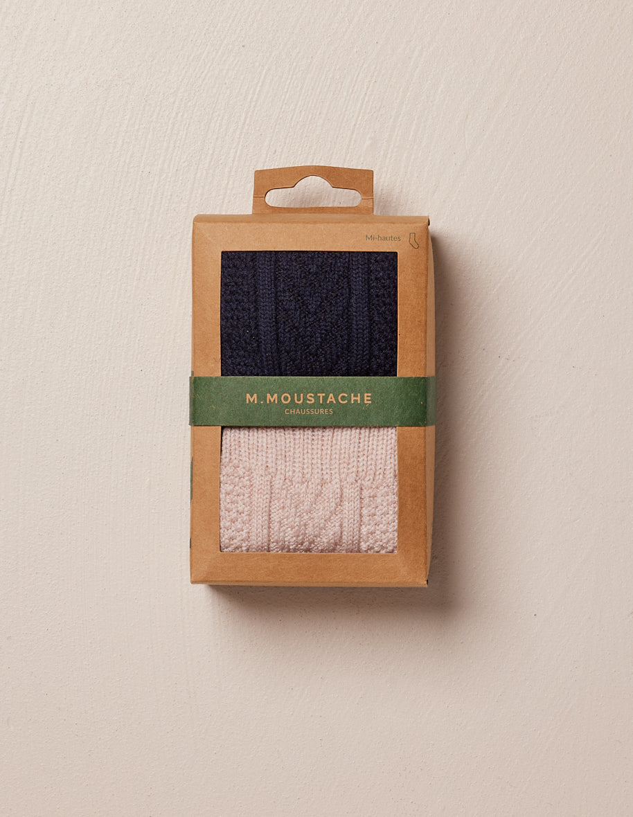 Pack of 2 socks - Ecru mountain and Navy