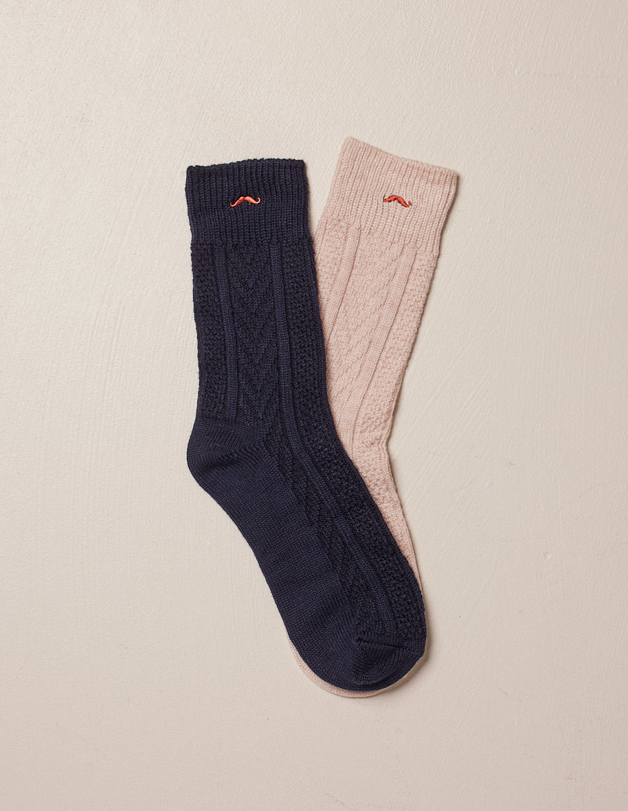 Pack of 2 socks - Ecru mountain and Navy