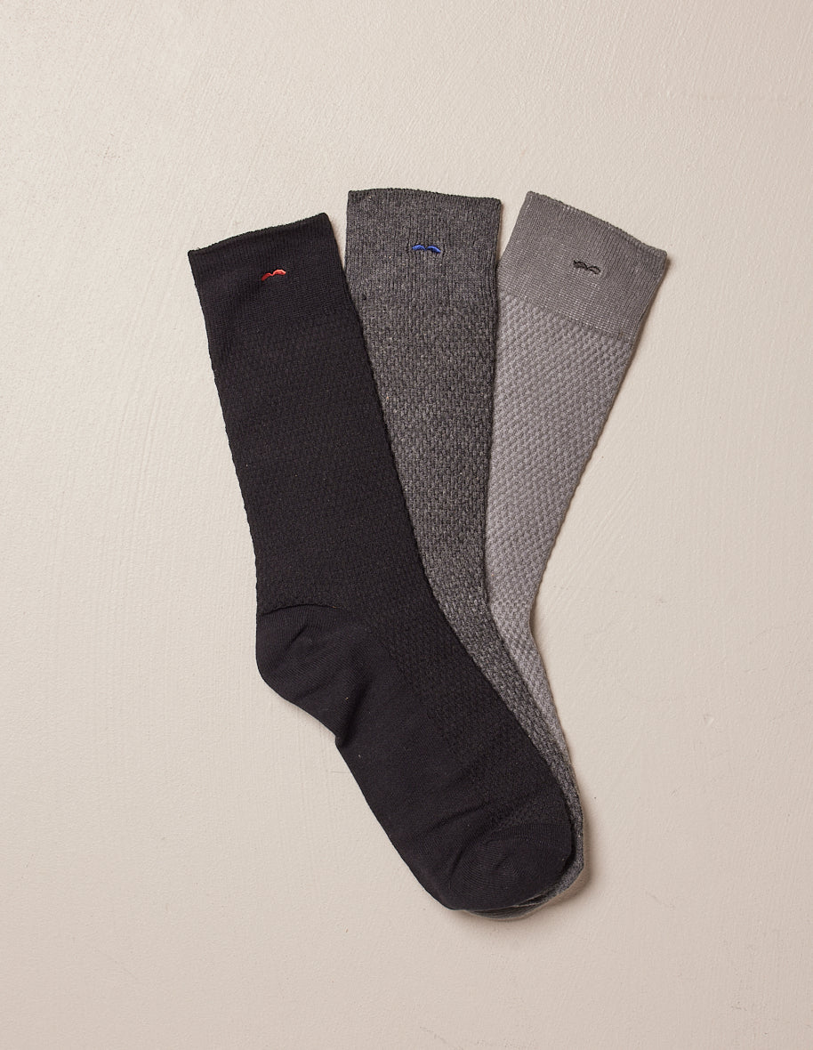 Pack of 3 socks - Black and gray embossed