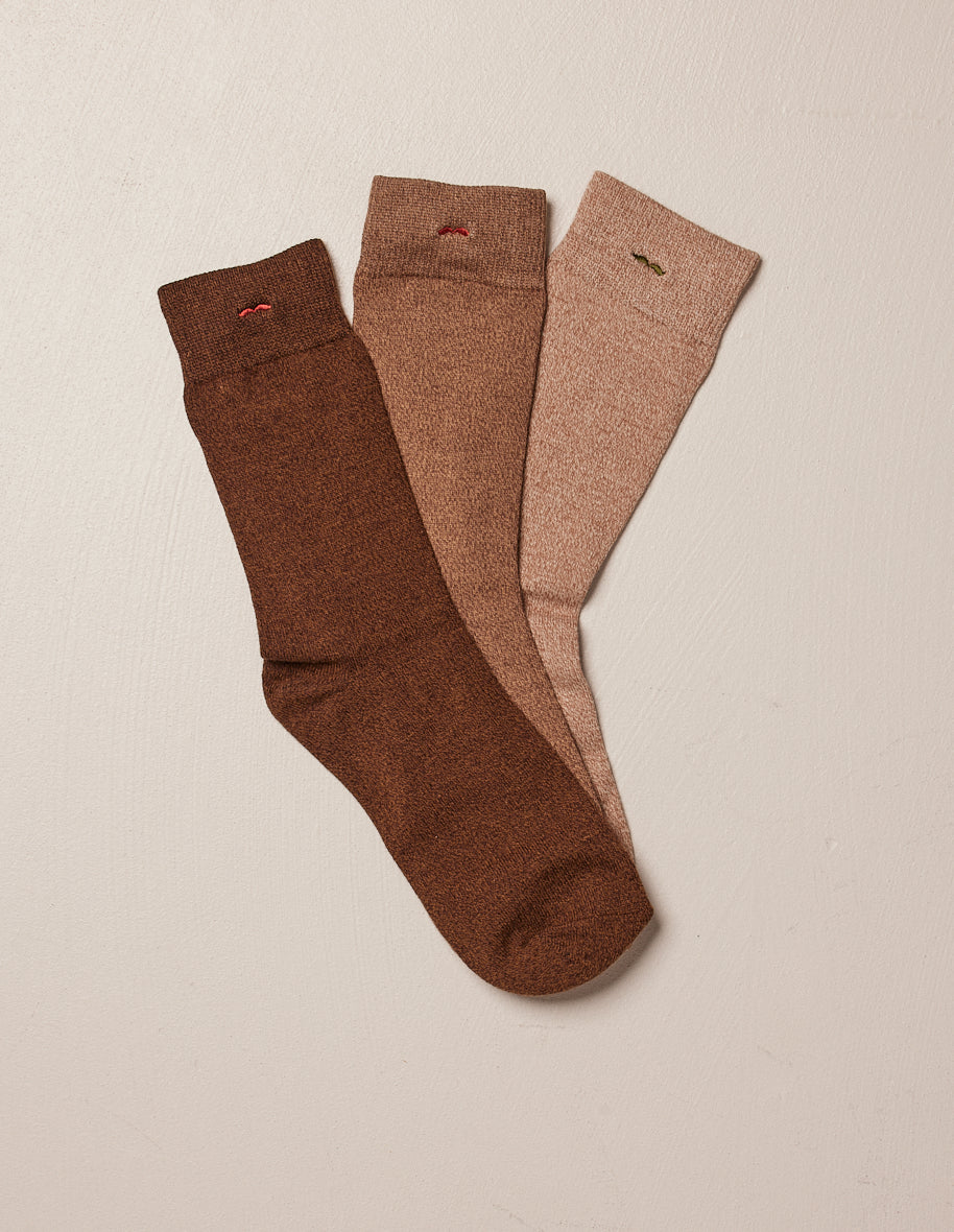 Pack of 3 socks - Brown and ecru