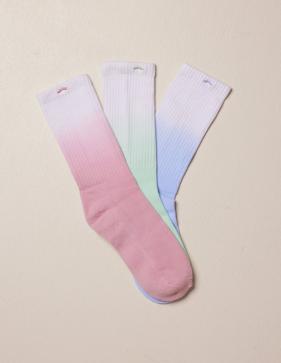 Pack de 3 Chaussettes - Fantaisie tie and dye lilas vert d'eau rose