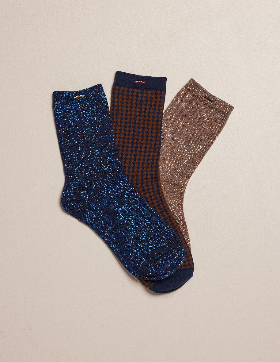 Pack of 3 socks - PDP Blue Brown