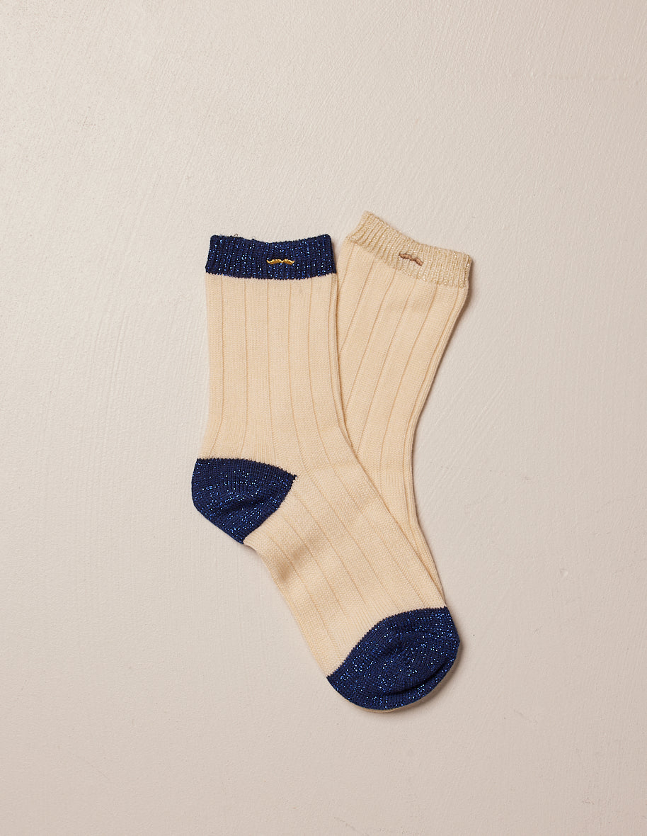 Pack de 2 Chaussettes - Montagne bleu et écru pailletté