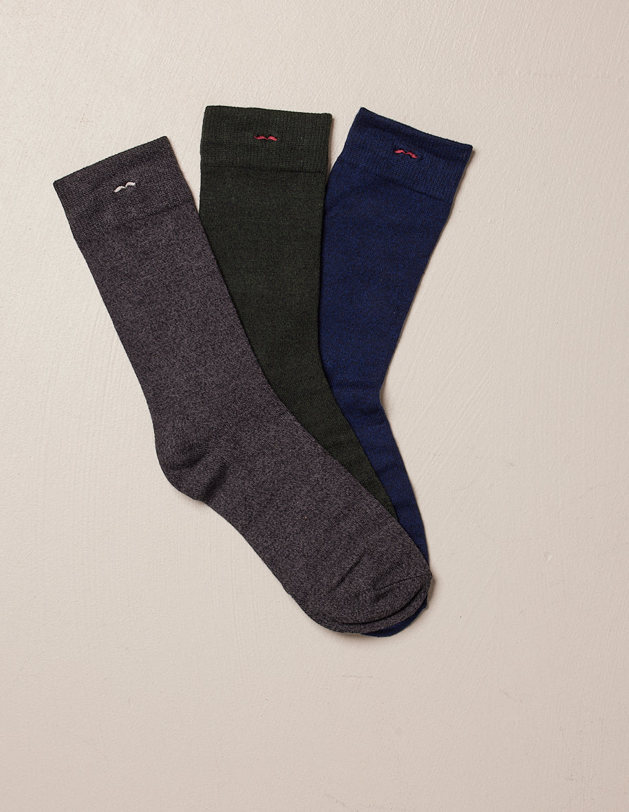 Pack de 3 Chaussettes - Chiné gris bleu et vert