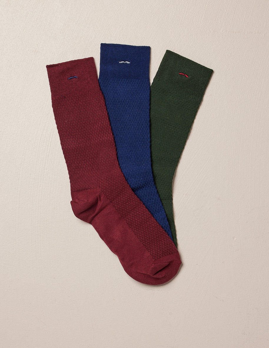 Pack of 3 socks - Burgling blue green emboss