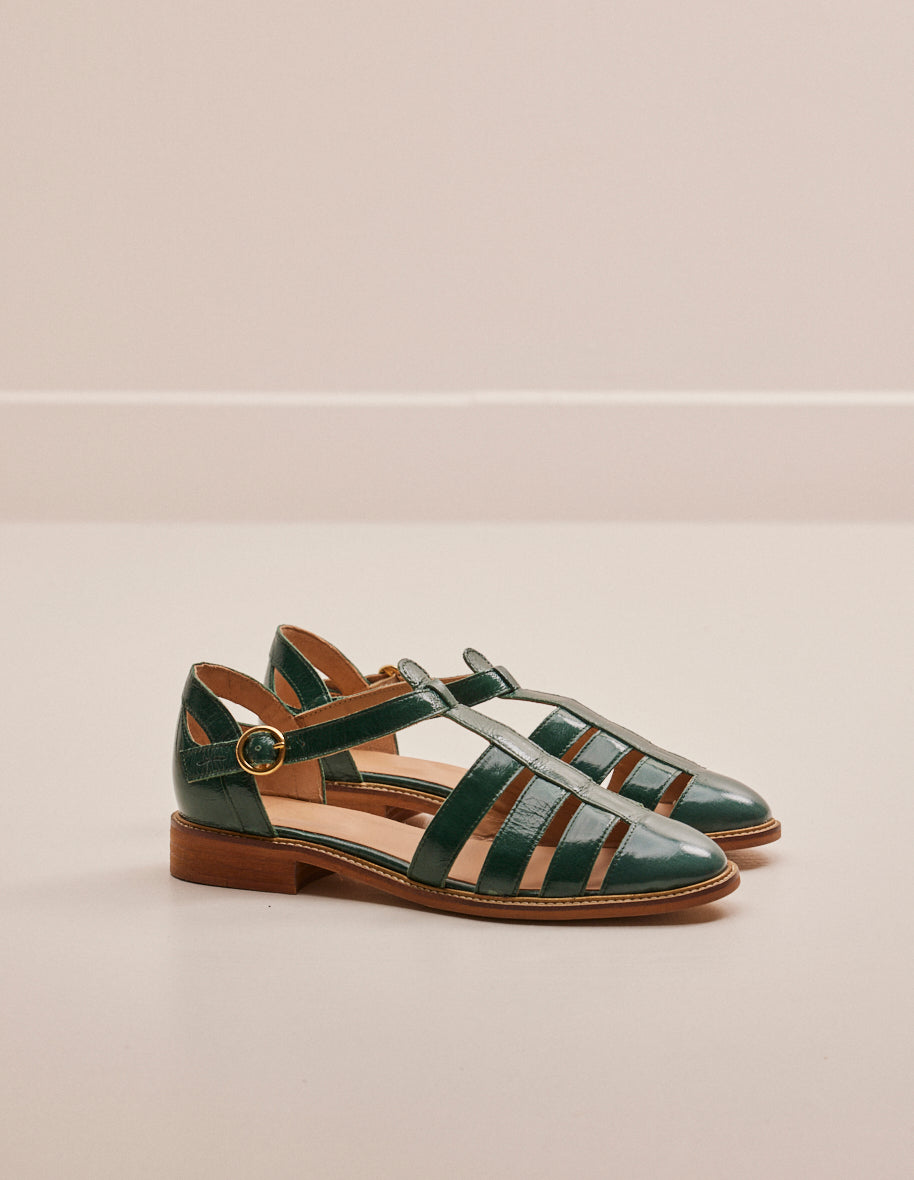 Monique flat sandals - pleated leather fir