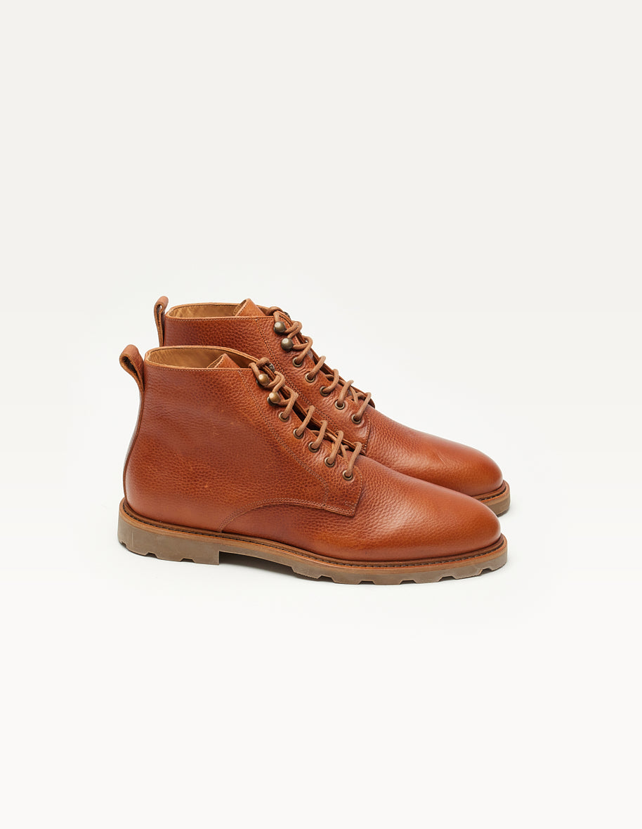 Bottines Eugène - Cuir pull up grainé cognac