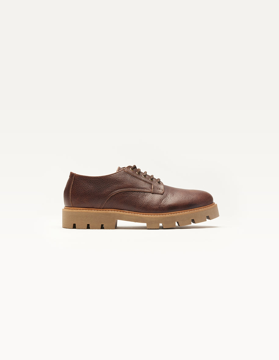 Derbies William - Cuir pull-up grainé marron