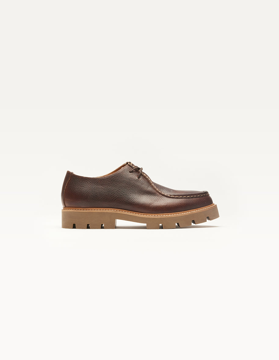 Derbies Gontran - Cuir pull up grainé marron