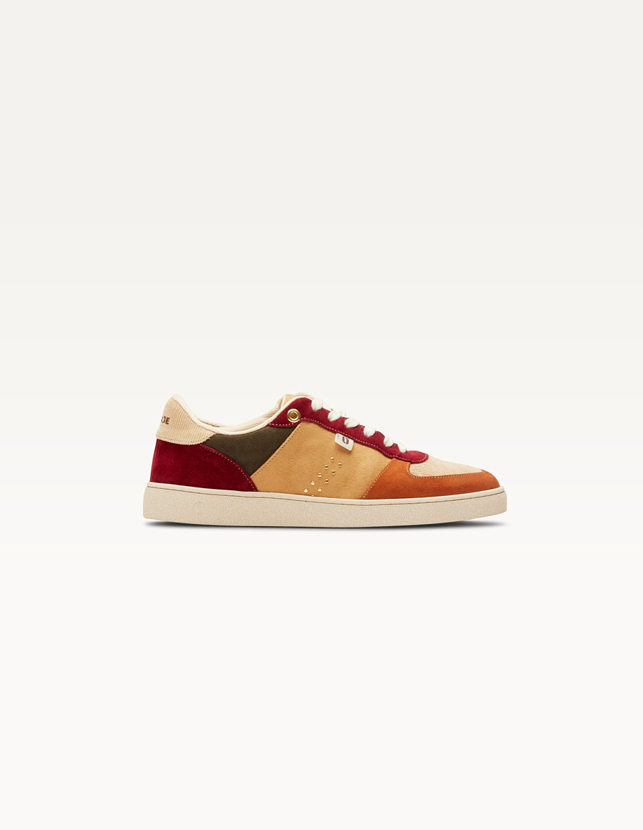 Low-top sneakers Marie - Cognac cream Burgundy