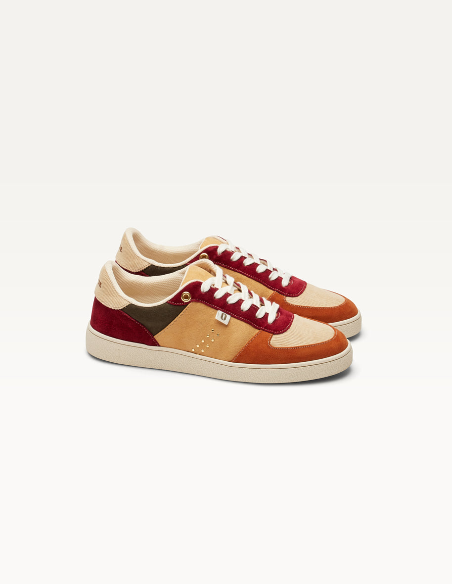 Low-top sneakers Marie - Cognac cream Burgundy