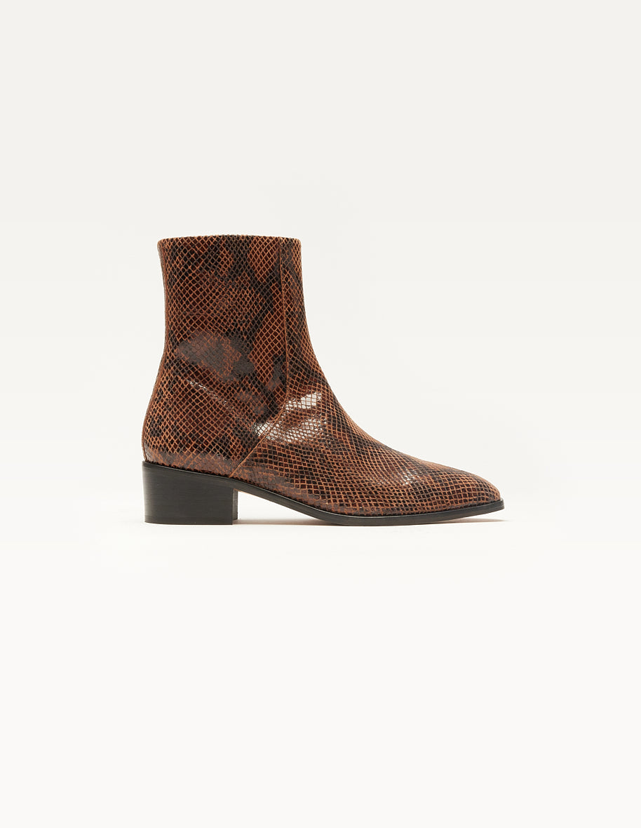 Bottines Sybille - Cuir python marron