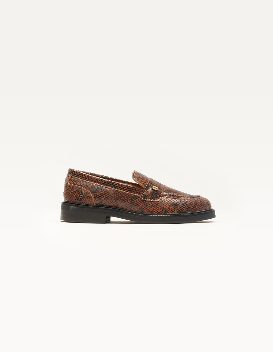 Mocassins Marjorie - Cuir python marron