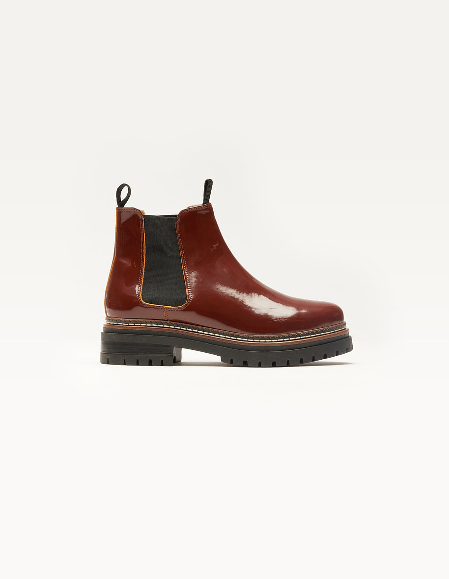 Bottines Pernille - Cuir verni noisette