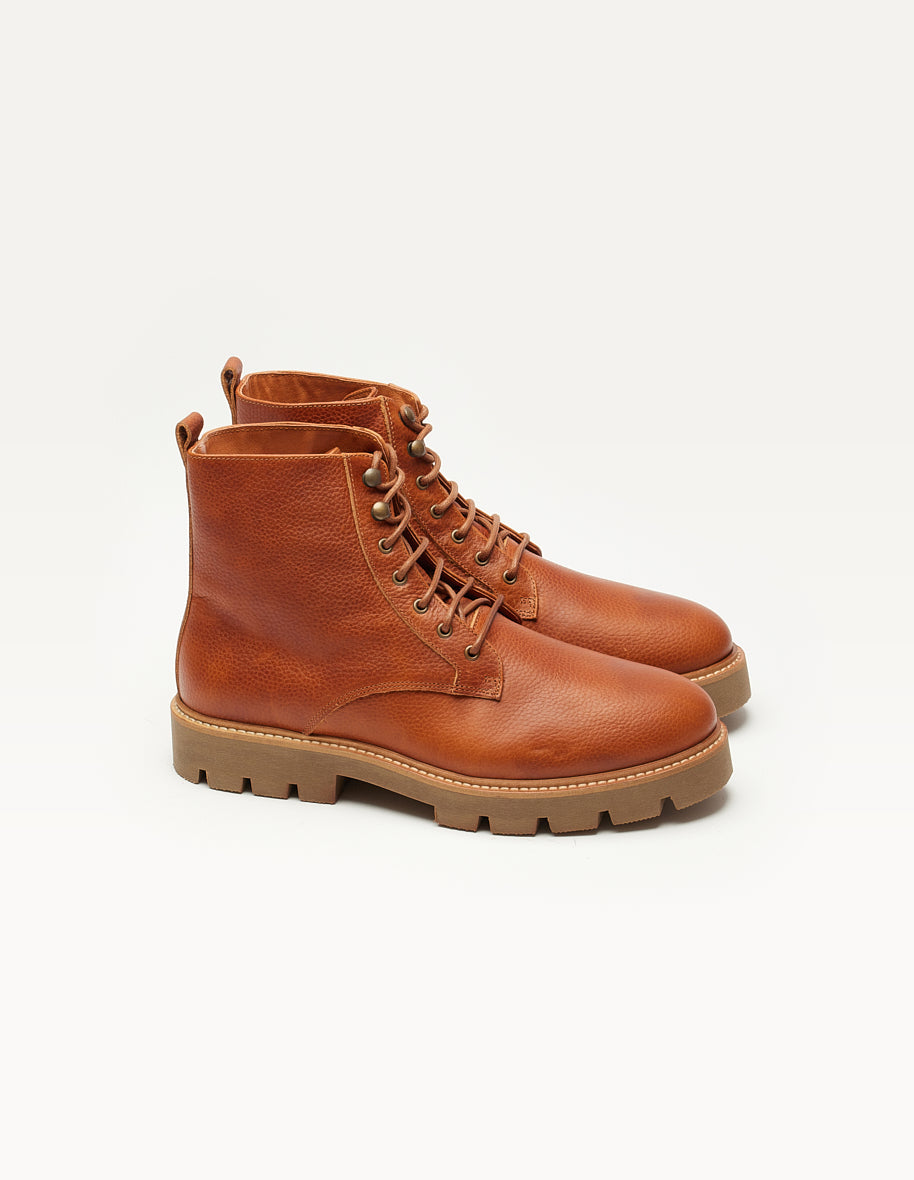 Bottines Théodore - Pull-up grainé cognac