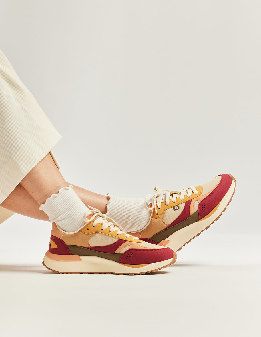 Anaelle Running Sneakers - Burgundy Ecru Peach