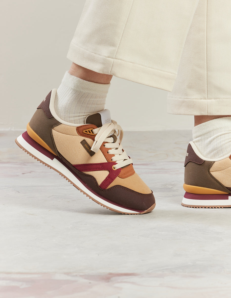 Andrée Running Sneakers - Brown Beige Burgundy