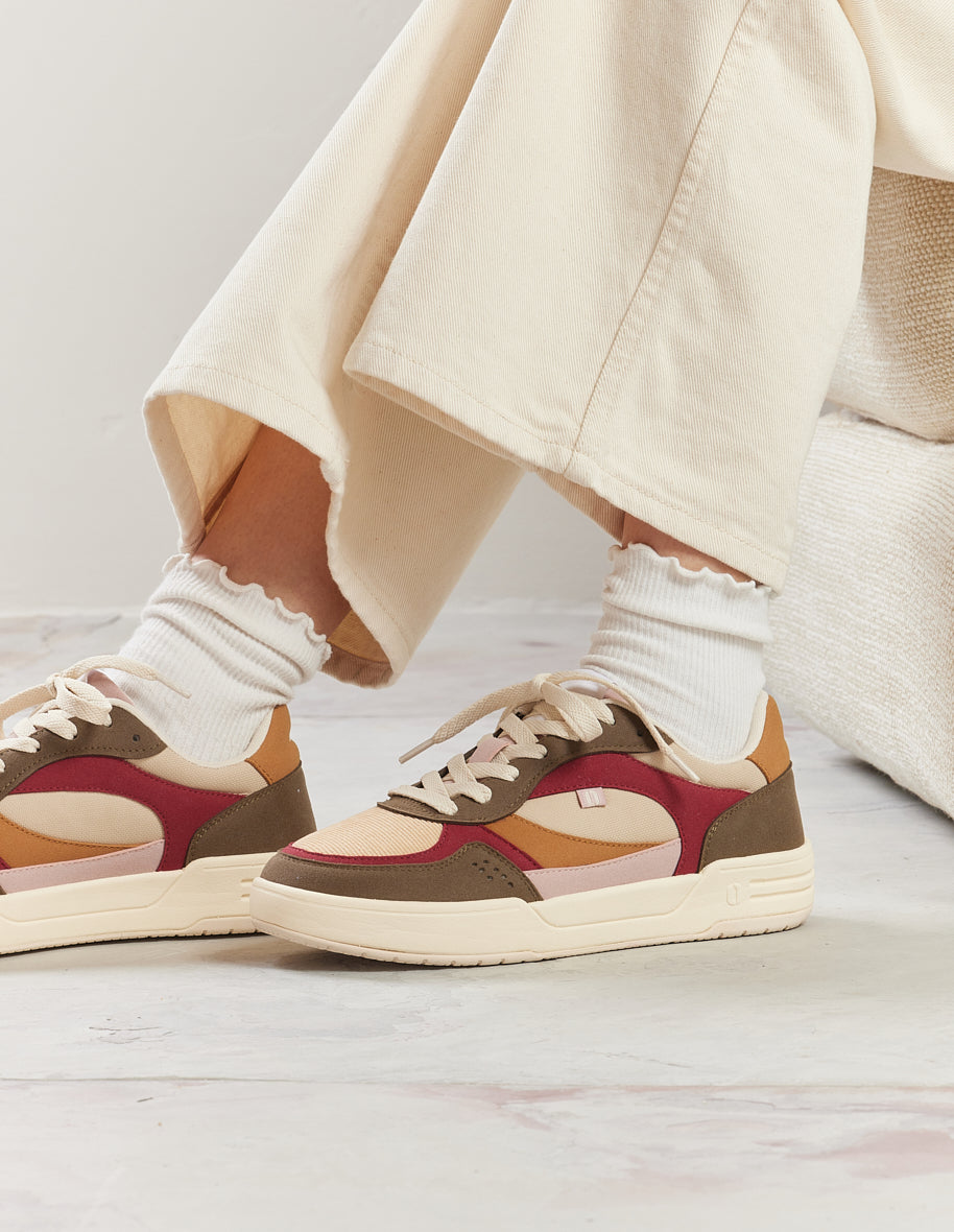 Low-top sneakers Axelle - Khaki Burgundy cream