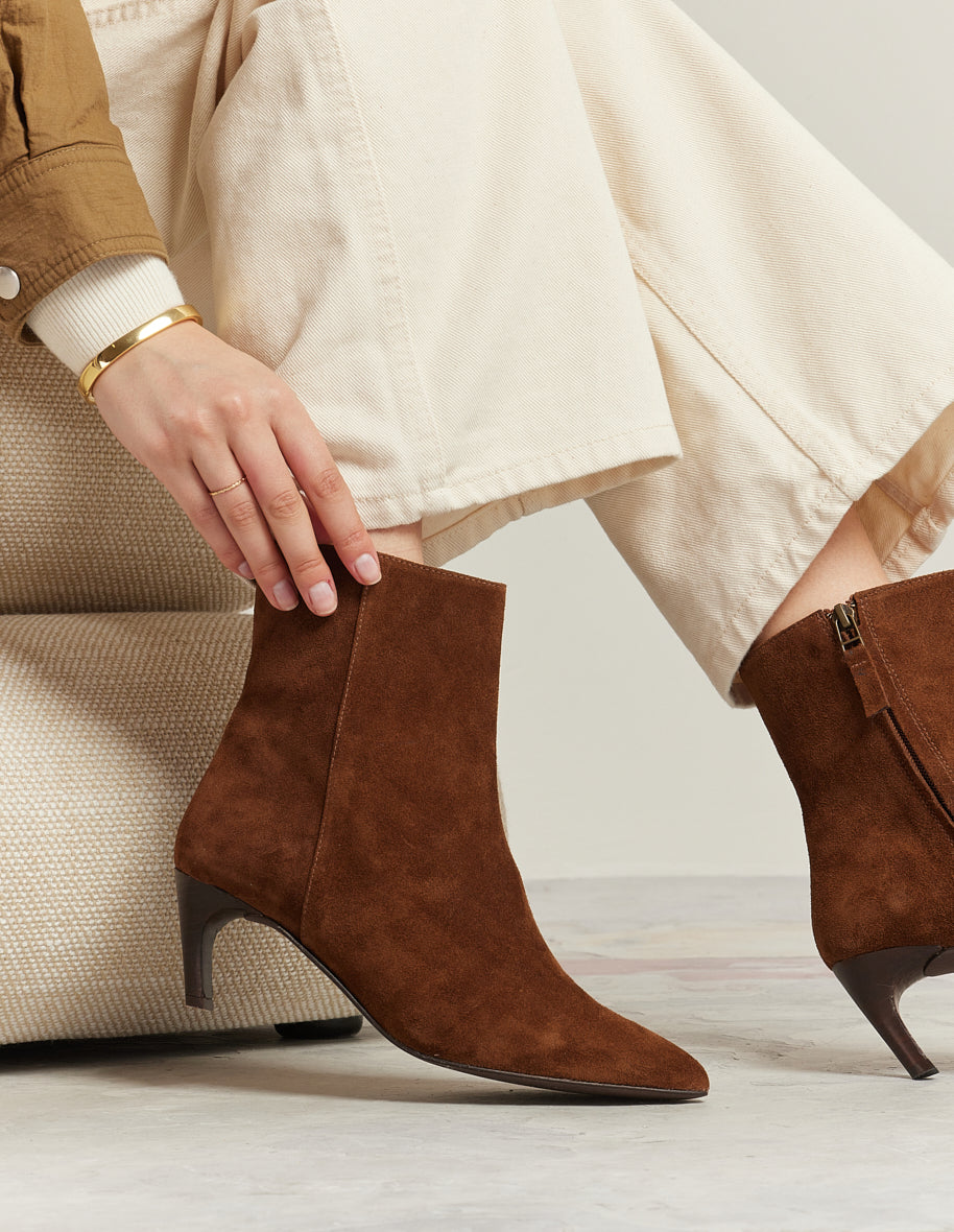 Heeled ankle boots Dolores - Brown suede