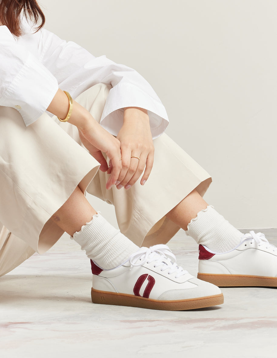 Lucia Low Sneakers - White Burgundy